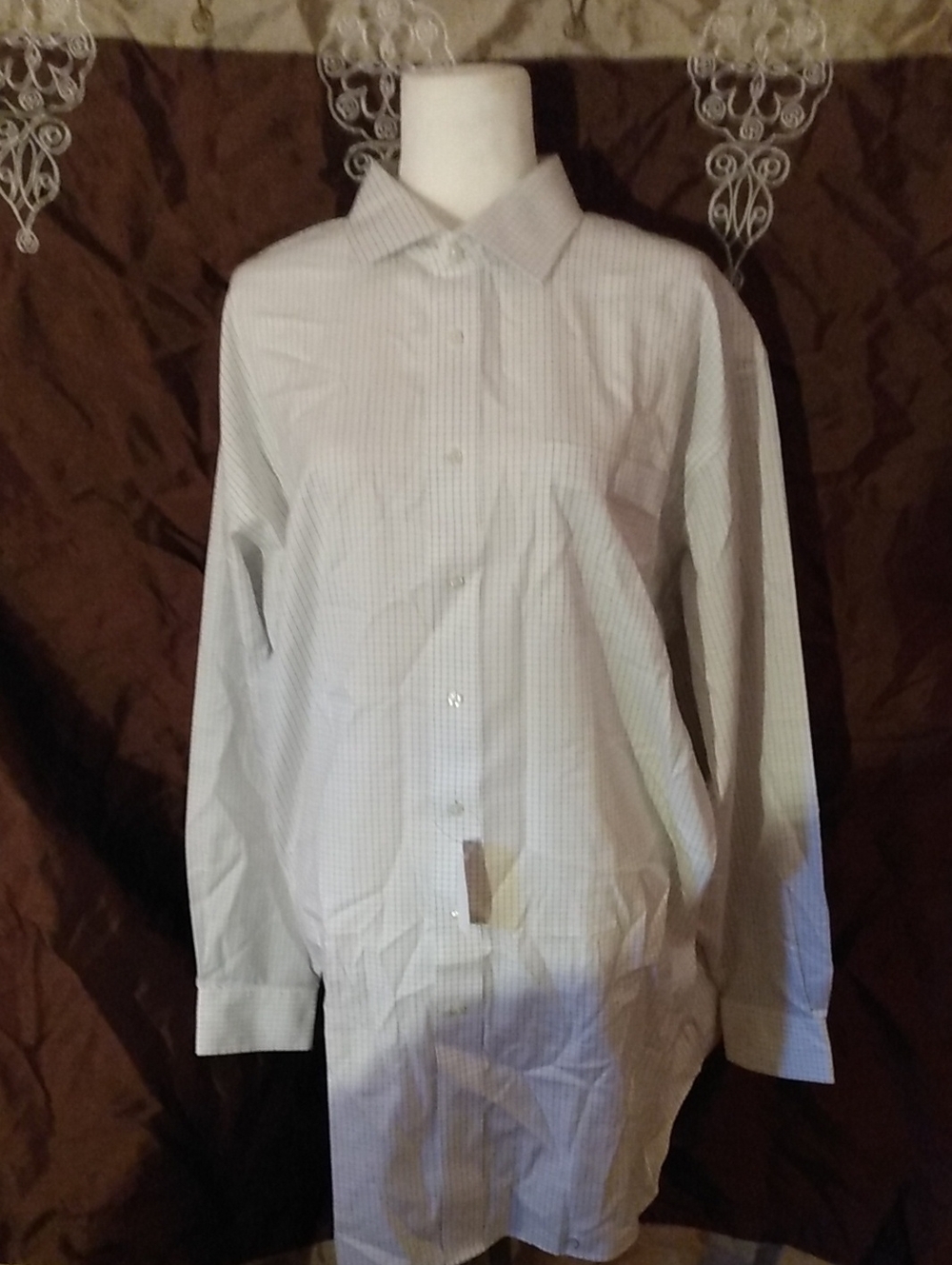 Jos. A. Bank Men's Light Blue Micro-Check Dress Shirt